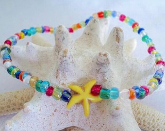 Stretch Anklet, Starfish Anklet, Sealife Anklet, Ankle Bracelet, Beach Anklet, Starfish Stretchie, Tropical Anklet, Starfish Ankle Bracelet