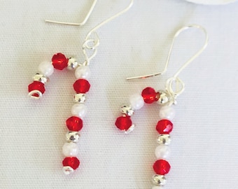 Candy Cane Earrings, Holiday Earrings, Peppermint Earrings, Christmas Earrings, Womens Gift Ideas