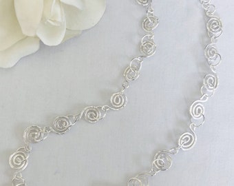 Spiral Necklace, Hammered Necklace, Boho Necklace, Spiral Chain, Bridal Necklace, Womens Gift Ideas