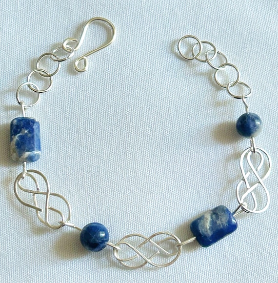 Figure 8 Bracelet, Sodalite Bracelet, Infinity Bracelet, Chain Bracelet, Link Bracelet, Minimalist Bracelet, Sodalite Jewelry