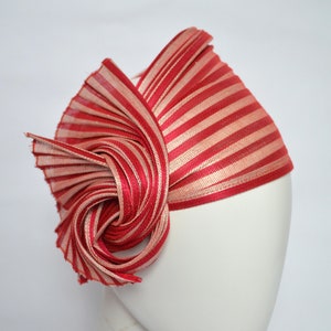 Roaring Twenties Turban, Headband in 20ies style, charleston party, Great Gatsby hat Red/cream