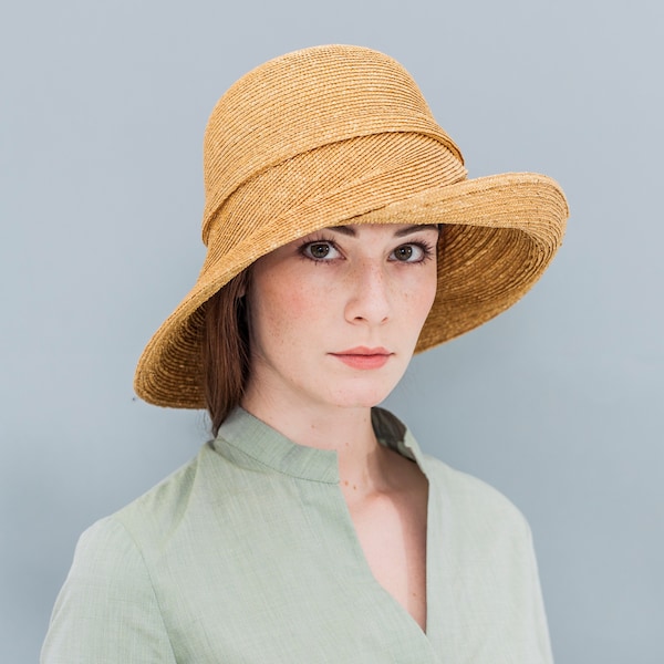 Capeline, hat, florentine straw, vintage style, natural straw, summer hat, 20ies style, glamour, "Maureen"