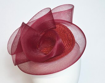 Fascinator wedding guest burgundy