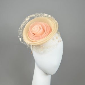 PROTOTYPE SALE! Pillbox hat with veiling, fascinator with crin in pastel colours