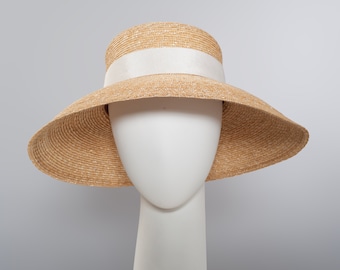Capeline, hat, dior hat,florentine straw, vintage style, braun, summer hat,natural , glamour, "Audrey"