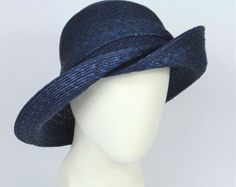 Capeline, hat, florentine straw, vintage style, marine blue, summer hat, 20ies style, glamour, "Maureen"