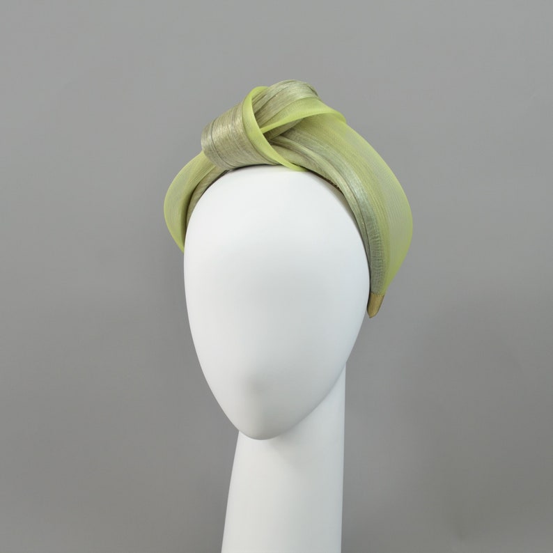 Knot turban headband pistachio green, one size image 3