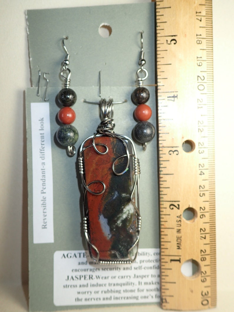 Arizona JasperAgate Pendant and Earrings # 3484