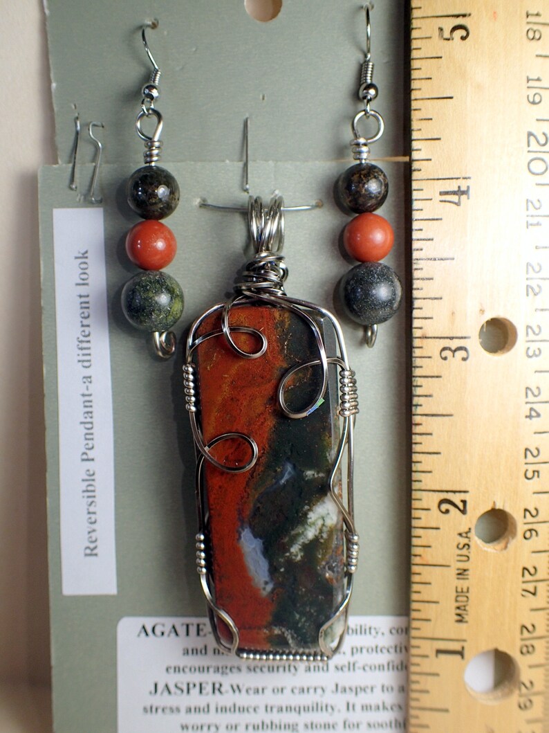 Arizona JasperAgate Pendant and Earrings # 3484