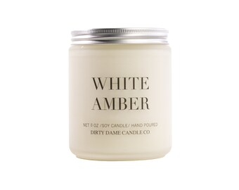 White Amber - soy  + coconut wax blend candle - cotton wick- notes of orange, grapefruit, lavender, sage, oakmoss, amber