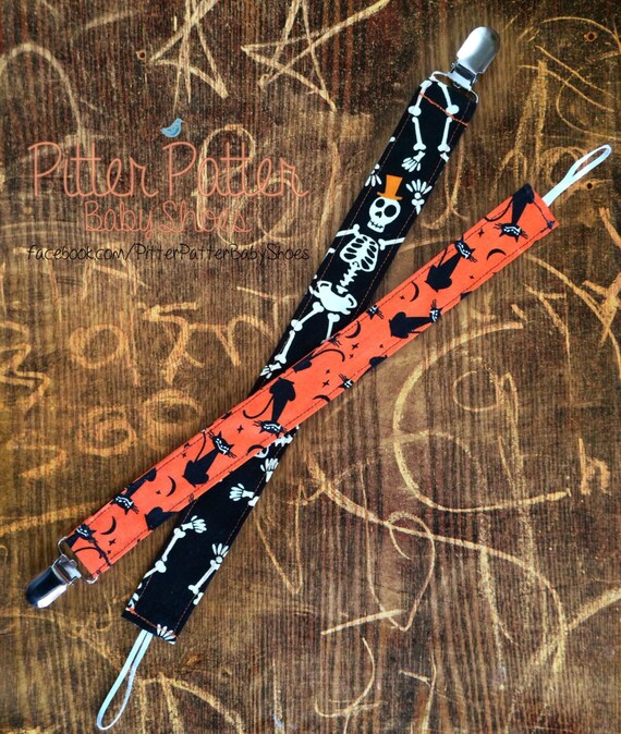 Handmade Any Name Halloween - Personalised Dummy Clips - Purple Hat