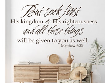 Wall Decal Bible Verse Matthew 6:33 - Vinyl Word Art Custom Home Decor