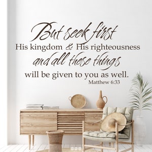 Wall Decal Bible Verse Matthew 6:33 - Vinyl Word Art Custom Home Decor