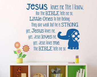 Vinilo decorativo para habitación infantil "Jesús me ama" - Decoración personalizada para el hogar