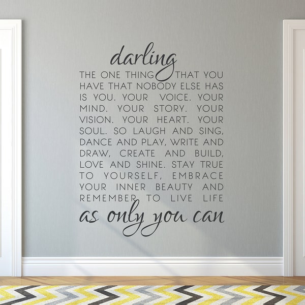 Darling Quote by Neil Gaiman Wall Decal - Vinyl Wall Words Custom Home Decor