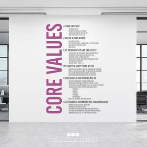 Custom Business Core Values, Mission or Vision Statement Vinyl Decal - Create Your Own Wall Words