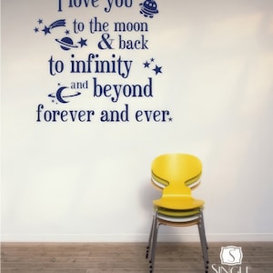 Nursery Moon and Back Kids Wall Decal Quote - Wall Stickers Custom Home Decor