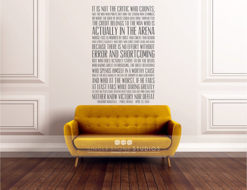 The Man In The Arena Quote Wall Decal Business Office Vinyl Words image 5