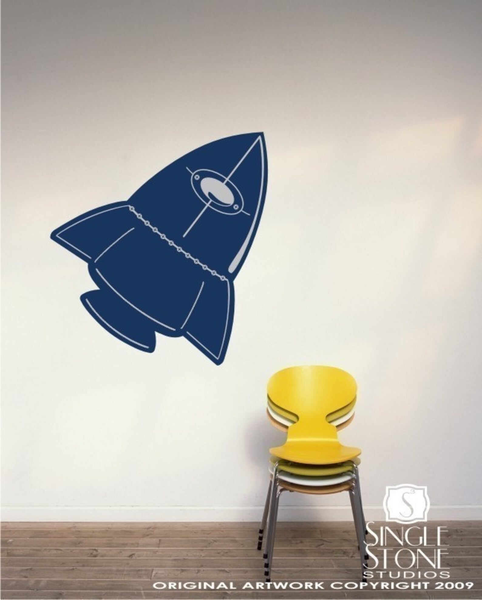 Nursery Rocket Spaceship Wall Decal Vinyl Wall Art Sticker Etsy