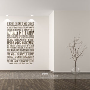 The Man In The Arena Quote Wall Decal Business Office Vinyl Words image 1