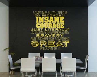 Insane Courage Wall Decal Quote - Vinyl Decal Word Art Custom Home Decor