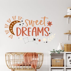 Boho Sweet Dreams - Vinyl Wall Stars Moon Words Custom Home Decor
