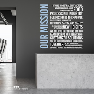 Custom Business Mission or Vision Statement Vinyl Decal - Create Your Own Wall Words