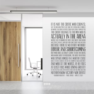 The Man In The Arena Quote Wall Decal Business Office Vinyl Words image 2