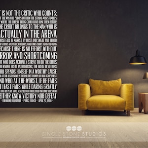 The Man In The Arena Quote Wall Decal Business Office Vinyl Words image 3