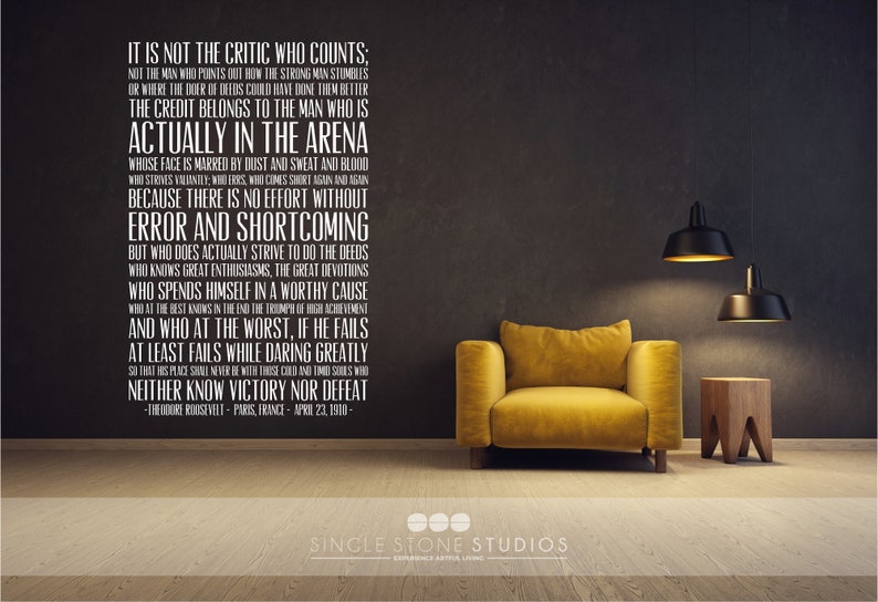 The Man In The Arena Quote Wall Decal Business Office Vinyl Words image 3