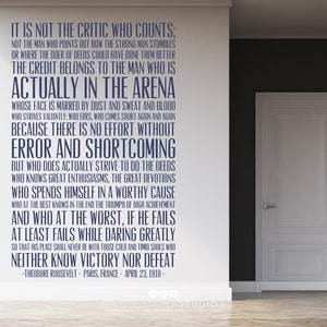 The Man In The Arena Quote Wall Decal Business Office Vinyl Words image 4