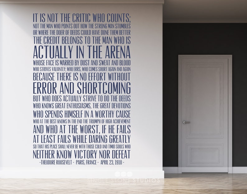 The Man In The Arena Quote Wall Decal Business Office Vinyl Words image 4