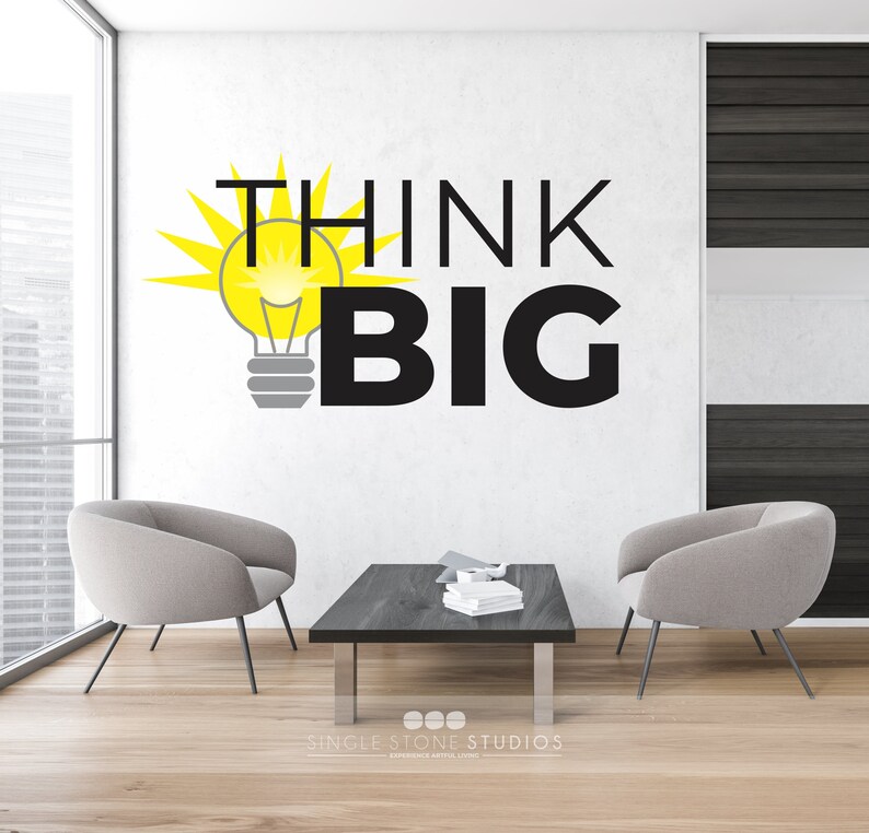 Think Big Lightbulb Vinyl Wall Decal: Motivational Office Decor - Etsy
