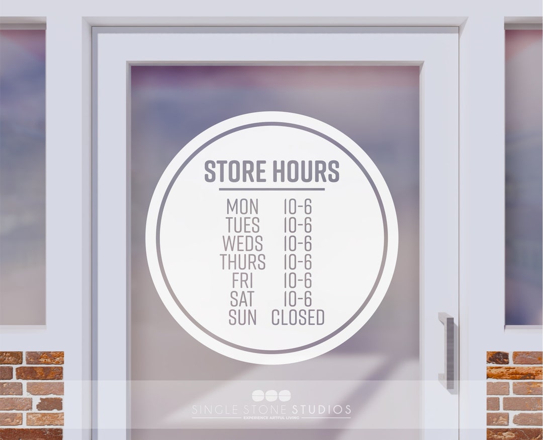 Hour Loop Storefront Customized Storefront Hours Circle Decal - Custom Store Hours ...