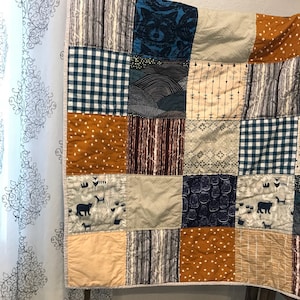 Handmade Woodland Patchwork Quilt: Scandi Nursery Decor