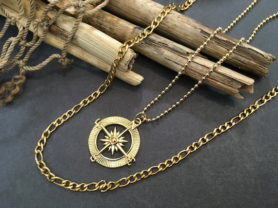 14k gold 2024 compass necklace