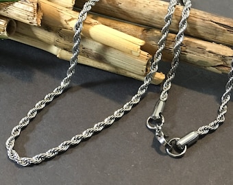 Waterproof Stainless Steel Rope Chain Necklace: Tarnish Free, Stacking Layering