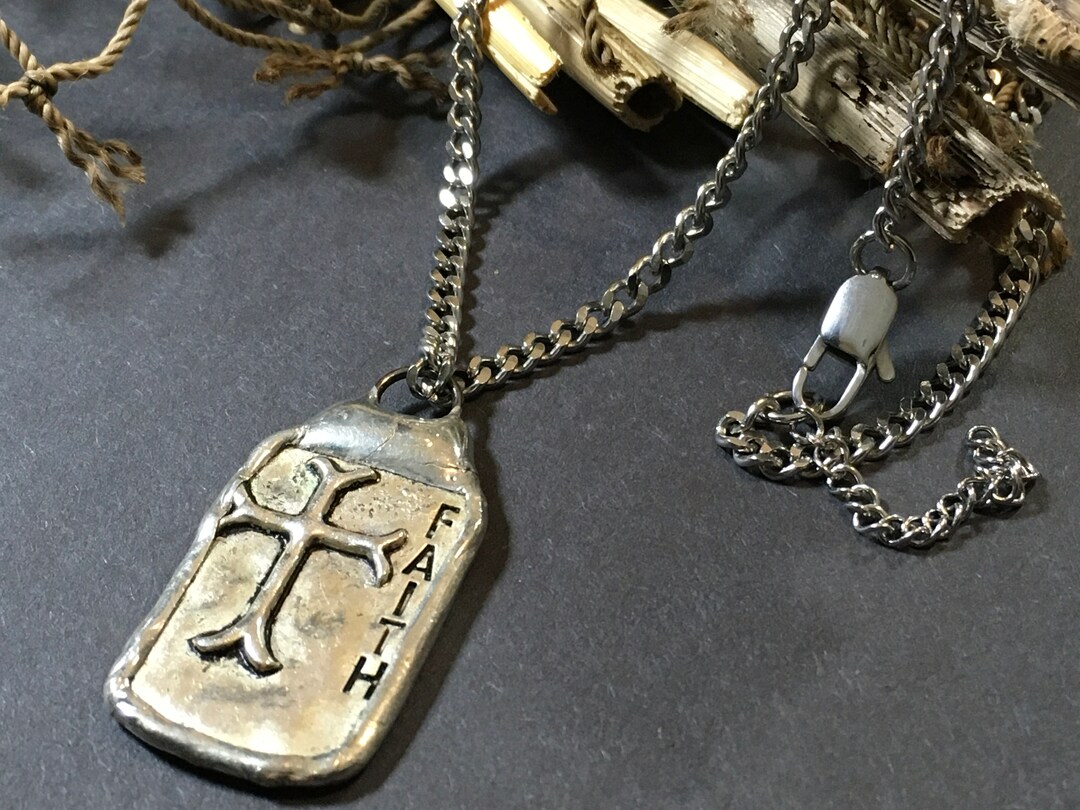 Cross Necklace Military Style Hand Soldered Handcrafted No Two Etsy