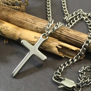 Mens Stainless Steel Cross Necklace: Miami Cuban Chain