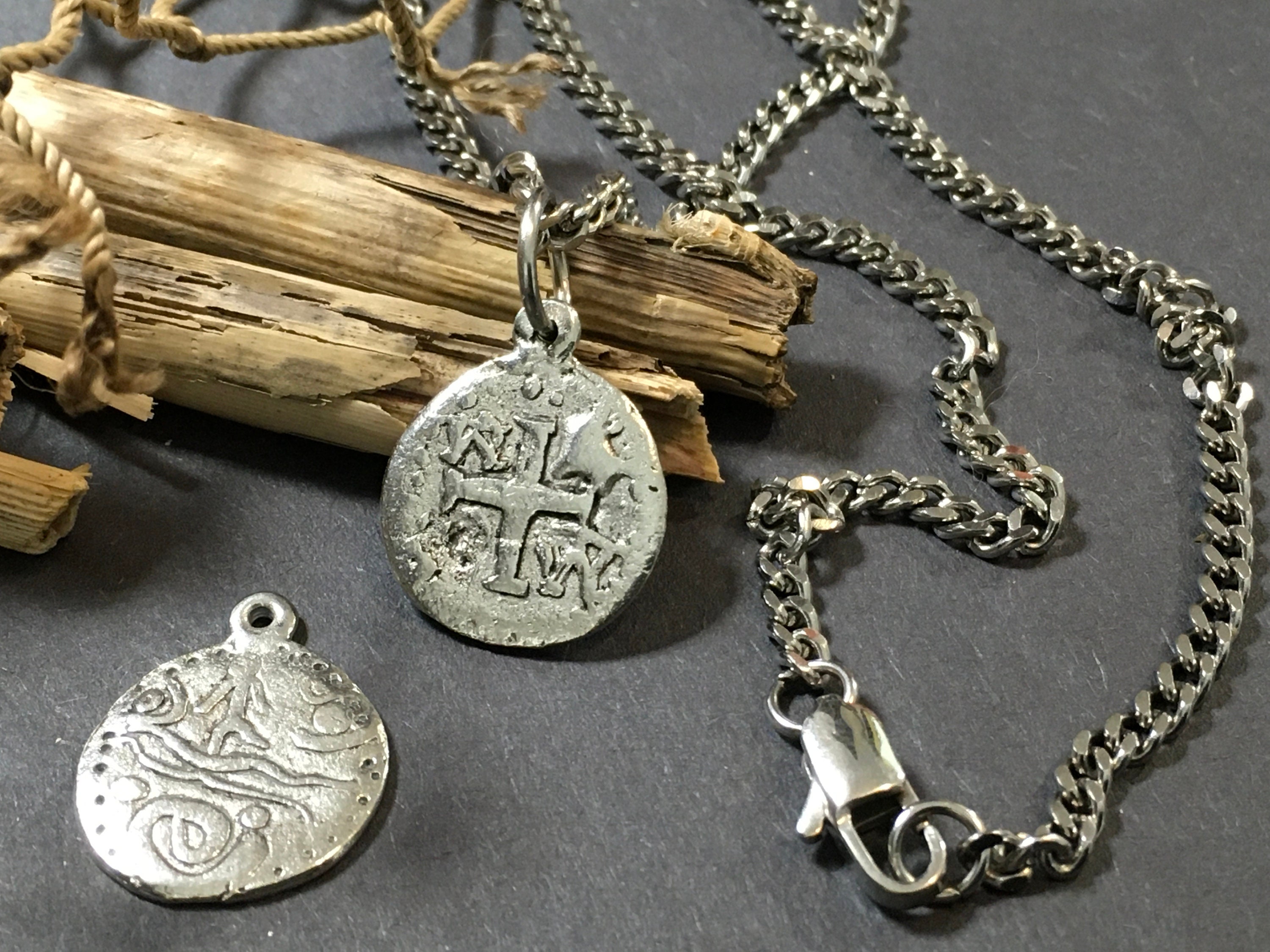 ENGRAVED DOUBLE CROSS NECKLACE - two made – Dirty Hands Jewelry