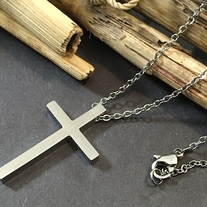 Stainless Steel Cross Necklace: Tarnish Proof 20” Link Chain