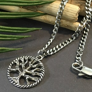 Tree of Life Pendant Symbolizing One’s Individuality on a Miami Cuban Tarnish Free Stainless Steel 20” or 24” Chain Necklace