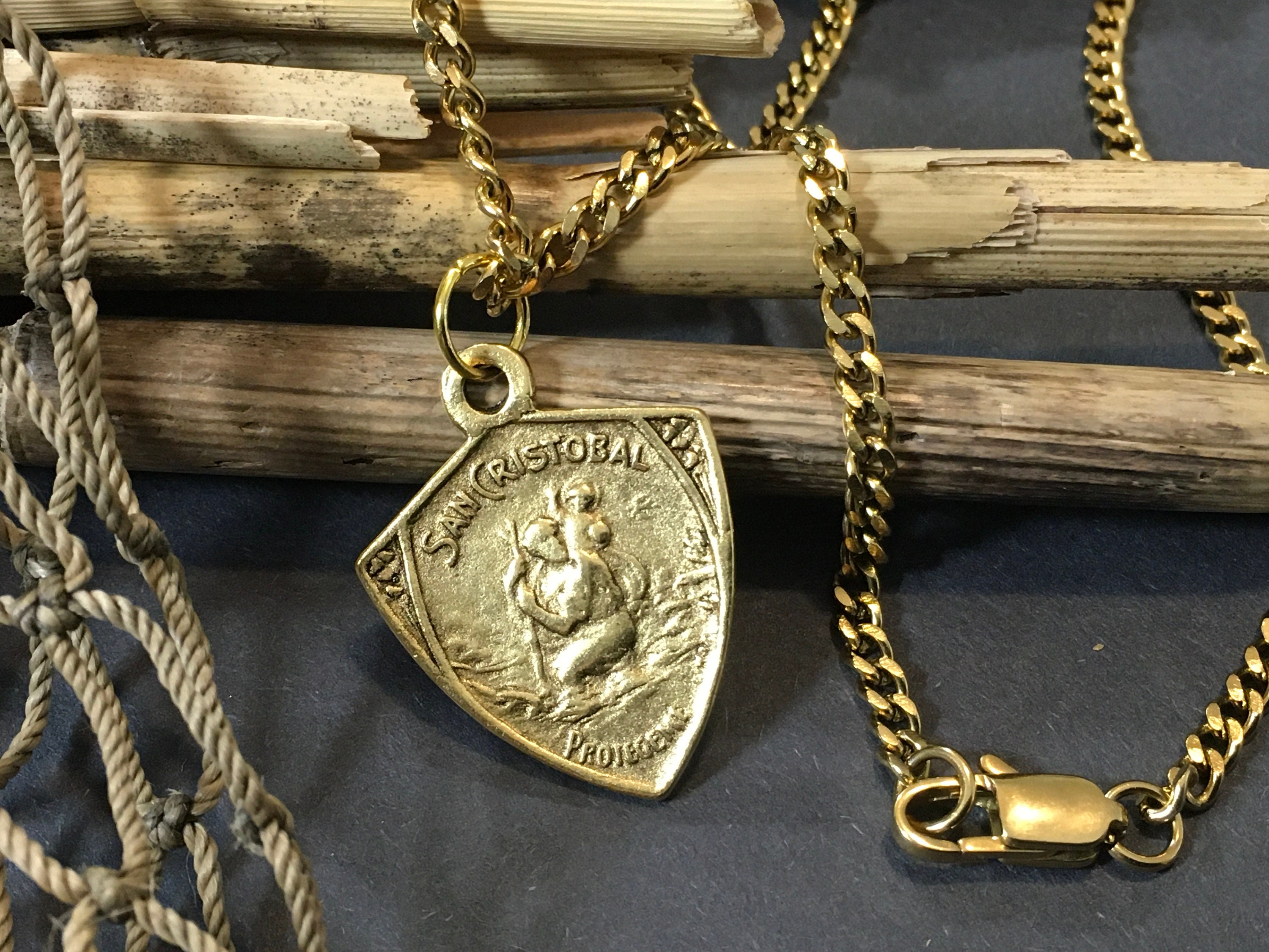 St. Christopher 12k Gold Pewter Double 