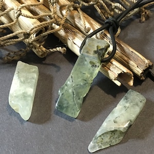 Prehnite Crystal Necklace Natural Crystals on Adjustable Leather or Vegan Waterproof Cord Healing Crystal Helping to dismiss ones fears