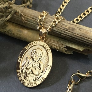 18k Gold St Jude Patron Saint of Those With “ Hopeless Causes and difficult circumstances “18 k Gold Filled Catholic Medal Gold Chain