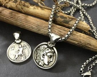 Alexander Coin Pendant - Stainless Steel Waterproof Necklace