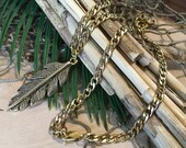 Native American Tribal Feather Large 48mm on a 18k Gold Plated Cuban Link Necklace Mens Necklaces Men s Gold Plated Fashion Jewelry