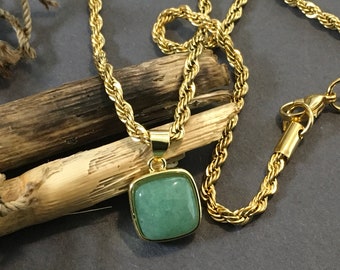18k Gold Filled Jade Pendant Necklace: Minimalist Luck Wisdom