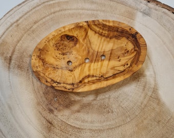 Porte-savon ovale en bois d'olivier