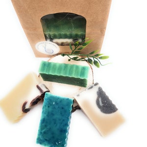 Men's soap set of 4, cedarwood, torso, sandalwood, geranium, lemongrass, in new packaging